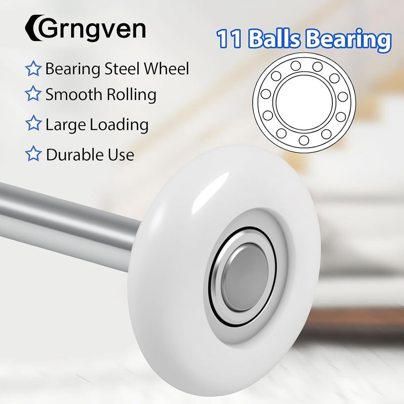Grngven Nylon Garage Door Rollers, 2pcs 1.8Inch Quiet Garage Door Wheels for 2" Garage Door Track Replacement, 4" Long Roller Wheels Stem, High Load 11 Ball Bearing - Image 3